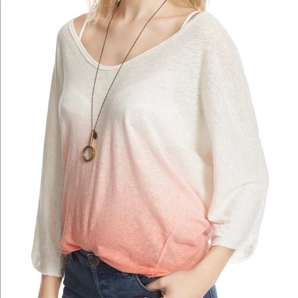 NWT Free People 3/4 Sleeve Pink Ombré Shirt